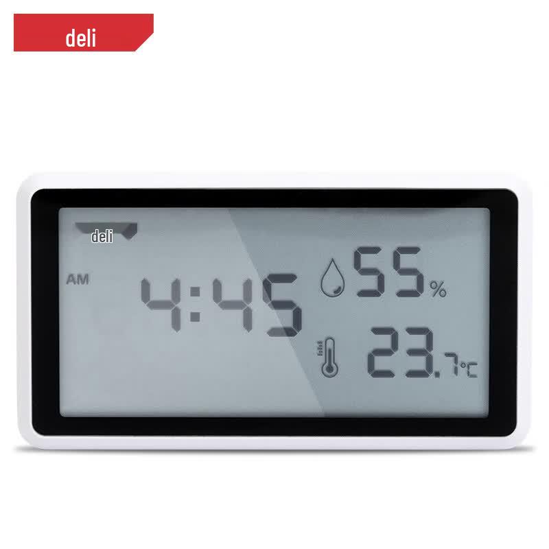 Deli DL336001 Indoor Digital Thermometer Hygrometer Clock (CN version)