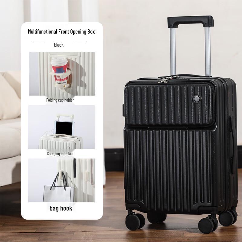 Li Shen 24-inch Black Zipper Travel Suitcase