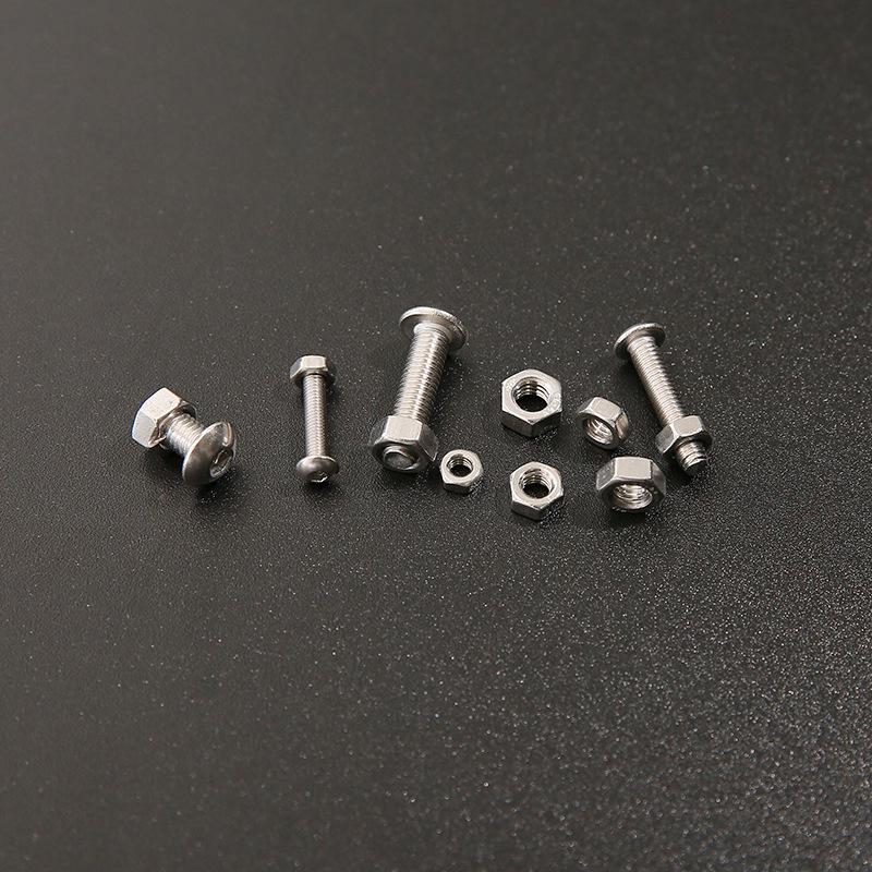 Stainless Steel 304 Round Head Hex Socket Screw & Nut Combo - 500pcs (M3, M4, M5)