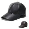 Men's Fleece-Lined Leather-Feel Baseball Cap for Autumn/Winter: Windproof, Warm, and Stylish for Middle-Aged & Elderly