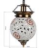 Glass Mosaic Ceiling Lamp - Rooftop Living & Home Decoration, Red & White (Bulb Not Included); Handcrafted In India (Pack of 1)