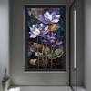 European Style Oil Painting Art Privacy Window Film Waterproof Sun-proof Church Stained Glass Film Lotus Pattern Window Stickers