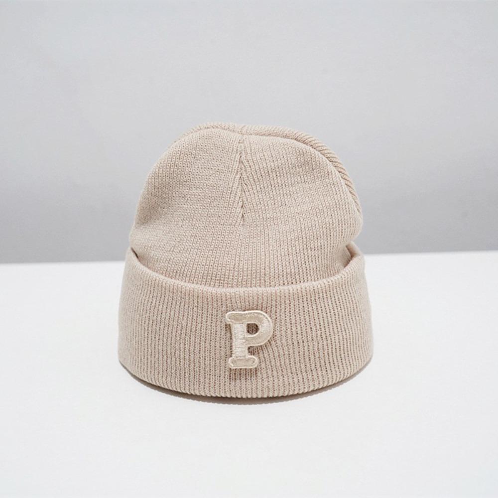 P Letter Baby Knitted Hat Autumn Winter Infant Warm Hat Fashion Baby Beanie Cap  Boys Girls
