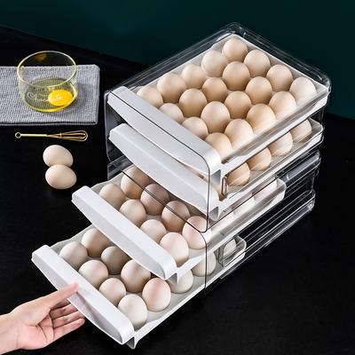 Refrigerator Egg Storage Box Drawer Type Transparent Food Grade Double-layer Box Egg Box Freshness Large Capacity 40 Egg Holder