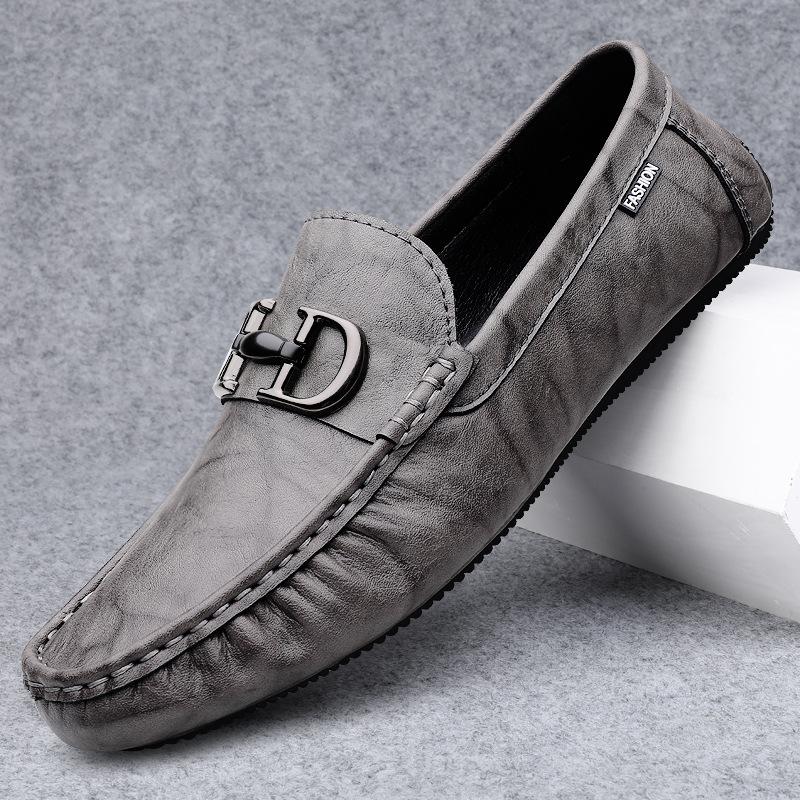 Doudou Shoes Men'S Genuine Leather Cowhide High-End Lazy One-Pedal Casual Shoes Breathable Loafers