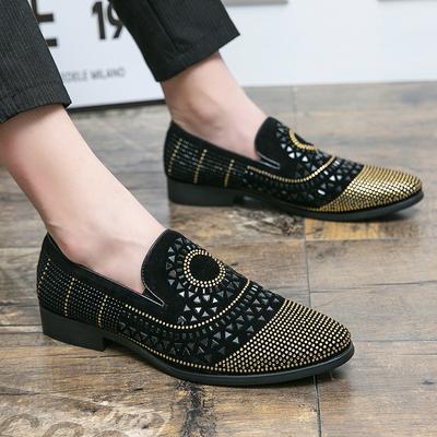 Autumn Korean Style Leather Shoes Rhinestone Slip -On Pointed Leather Shoes Men 'S Leather Shoes