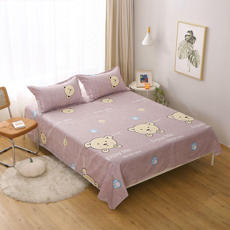 Flannel Cartoon Bed Sheet for Student Dormitory - Single/Double Bed, Free Shipping