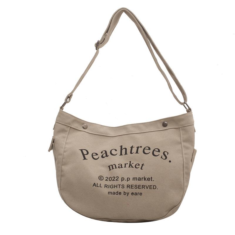 

Холщовая сумка с алфавитом женская 2025 новая универсальная сумка-тоут студенческая сумка-мессенджер для занятий большая вместительная сумка на плечо тренд светло-бежевый