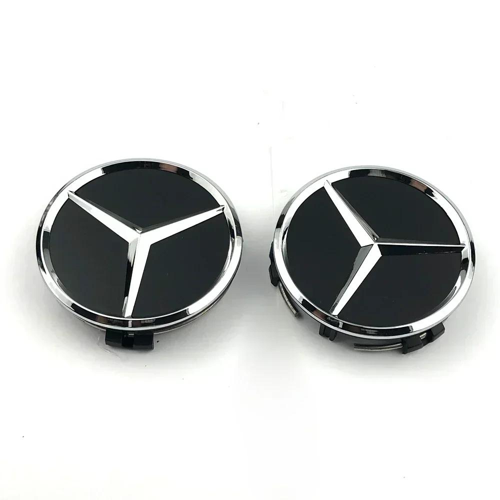 AAVL1 Mercedes Benz wheel center cap 4pcs black 75mm Hubcap For Mercedes w204 w211 w205 W212 amg w203 w213 w124 w176 w177 accessories