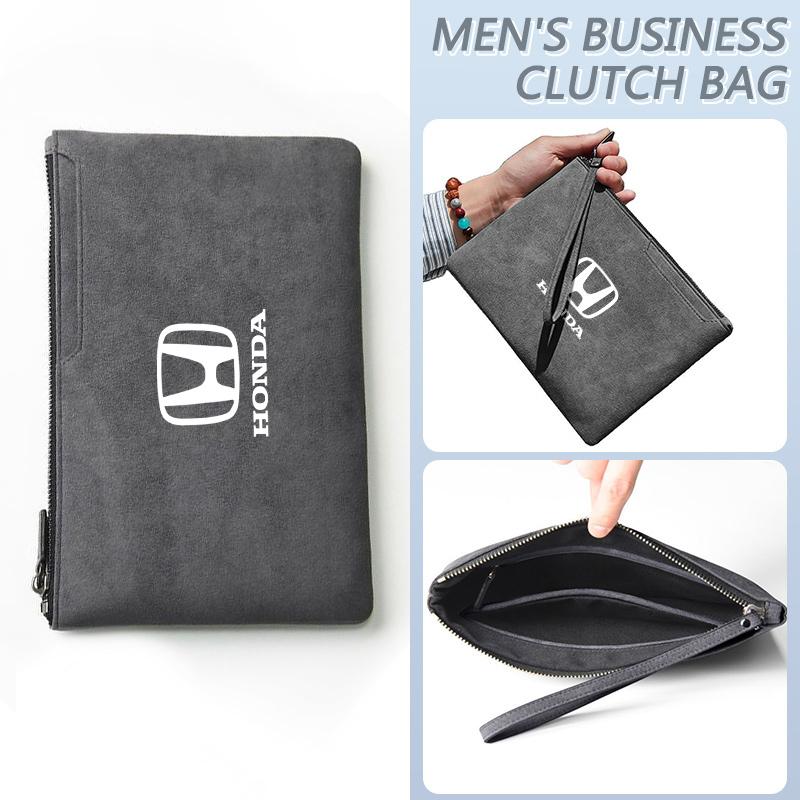 Car Logo Suede Large-Capacity Men's Coin Purse Card Wallet For Honda Civic XR-V CR-Z CRV HRV City Accord Legend Jazz RR VTi FitOW3