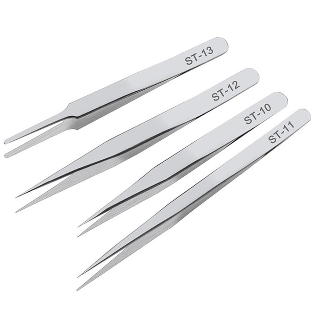 Stainless Steel Anti-iodine Tweezers Long Straight Forceps 12.5cm-30cm Straight Elbow Head Tools