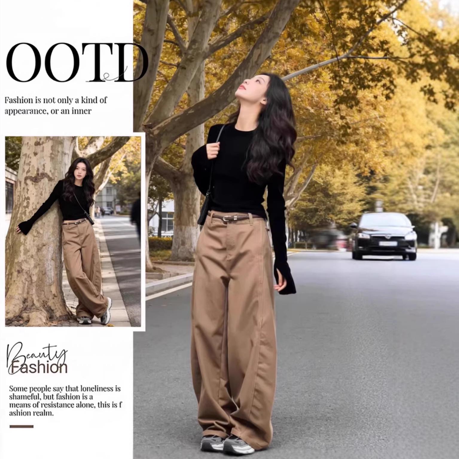 

2026 Women s Super Hot Spring Velvet Outfit: Relaxed Slim Fit Top & Casual Cargo Wide-Leg Pants M