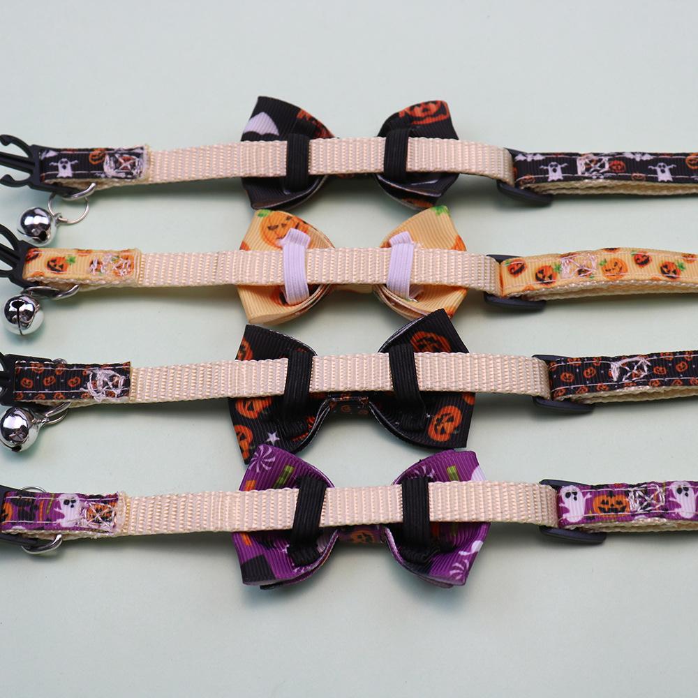 Fancyfamily Pet Halloween Collar Butterfly Tie with Bell Adjustable Cat Collar Small and Medium-sized Woven Dog Neck Collar