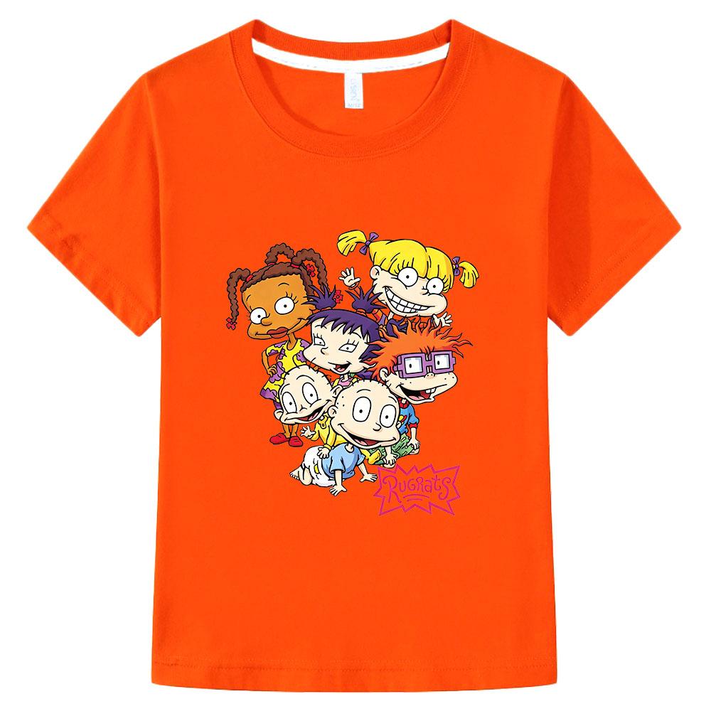 Rugrats 100%Cotton Cartoon Children's T-Shirt Casual Cute Boys Tees Girls Tops Kids Retro O-Neck Short Sleeve Anime T-shirt Fun T-shirt Summer tops