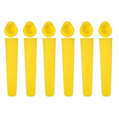 Uxcell Silicone Ice Pop Molds, Set of 6, Ice Pop Maker with Ice Cream Mold, 5.91 Inch Long, Suitable for Making Ice Cream and Popsicle Pops, Yellow