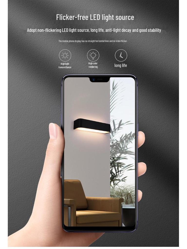 Black LED Wall Lamp: Dimmable Bedside Reading Light for Guest Room and Bedroom