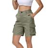 Bermuda Shorts For Women Cargo Shorts Knee Length 6 Pockets Elastic Waist Long Shorts For Summer Casual