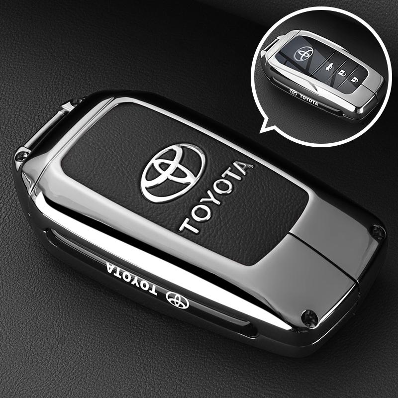 Leather Zinc Alloy Car Key Case for Toyota Corolla Hybrid 2021 Rav4 Land Cruiser Prado Camry Highlander Prius C-HR 2018+