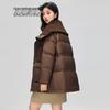 SNOWFLYING Women's Thickened Short Duck Down Jacket with Lapel