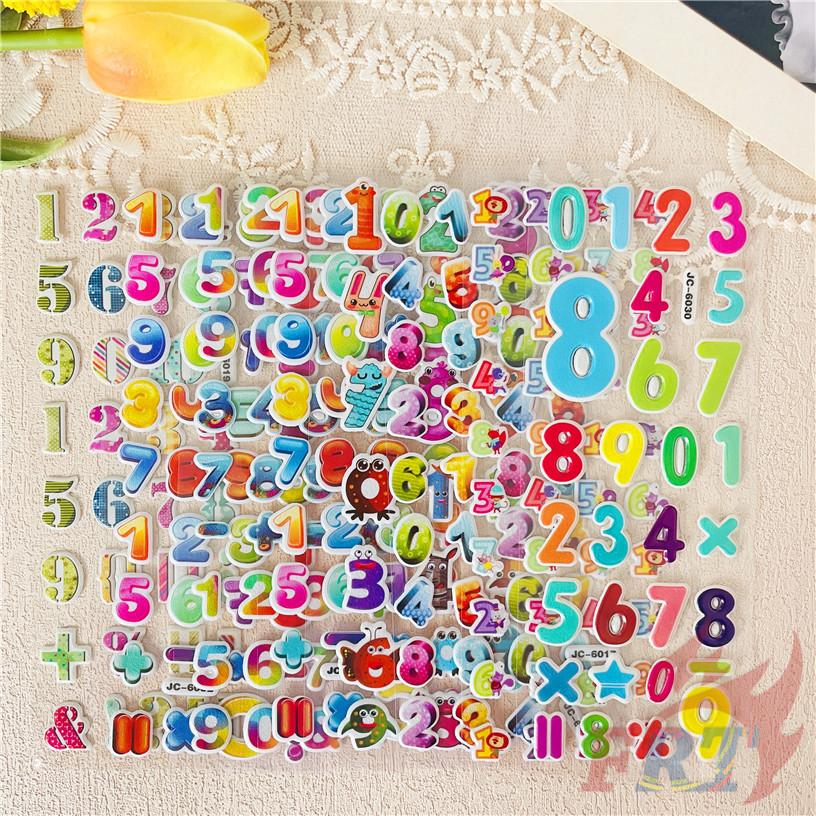 8Sheets/set Cartoon Numbers Rewards Sticker Puffy Bubble Toys Stickers
