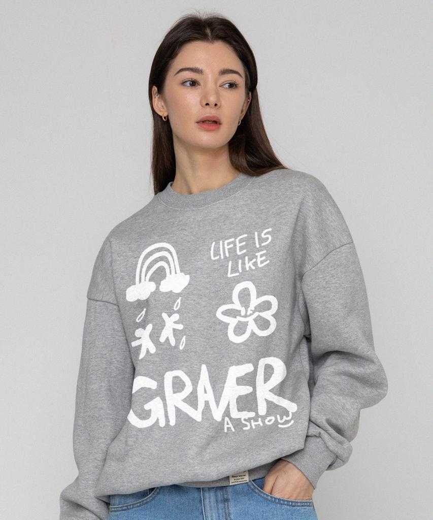 GRAVER [Unisex] Multi 1 Logo Sweatshirt_Gray