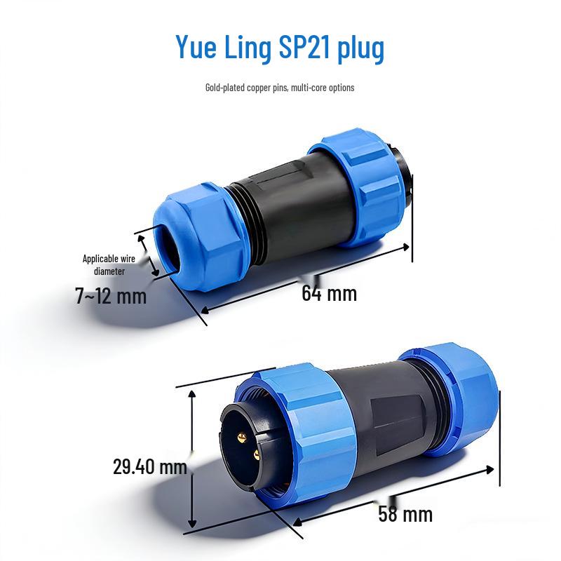 Weipu SP21 IP68 Waterproof 3-Core Aviation Plug with Rear Nut, 9-Pin Solder Connection.