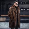 Men's Long Mink Coat - Thick Deerskin Imitation Fur for Autumn & Winter
