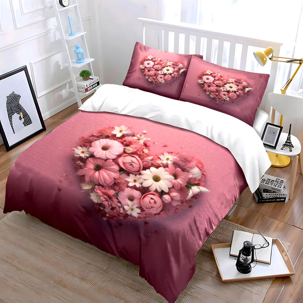 Romantic Floral Set For Decoration Kid'S And Adults' Bedroom Decor, Exquisite Three-Piece Bedding Set Gift