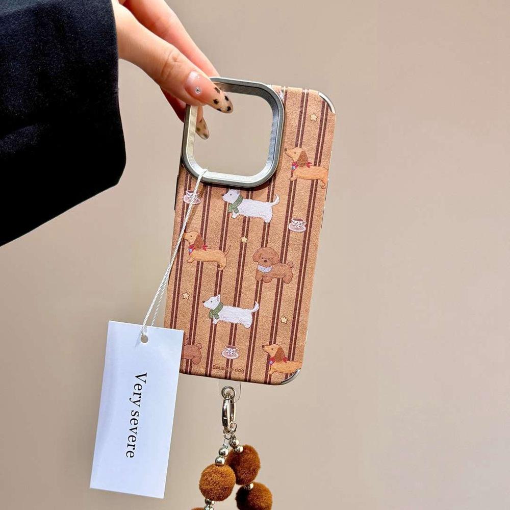 For Apple 16 Mobile Phone Case 13 New Model for IPhone15ProMax Maillard Style Brown Leather