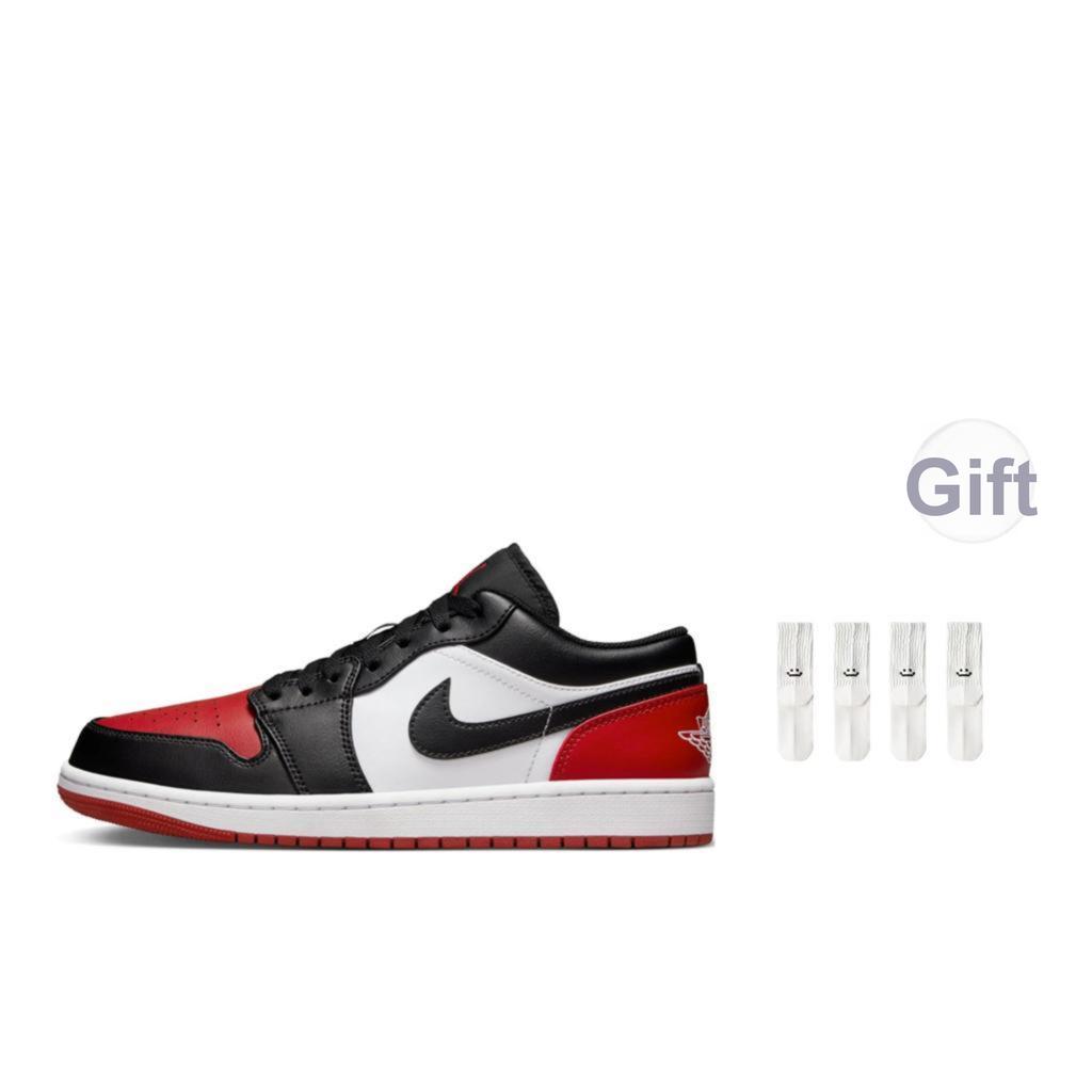 „Air Jordan 1 Low Bred Toe 2.0 Vyriški sportbačiai balta spalva raudona juoda 553558-161