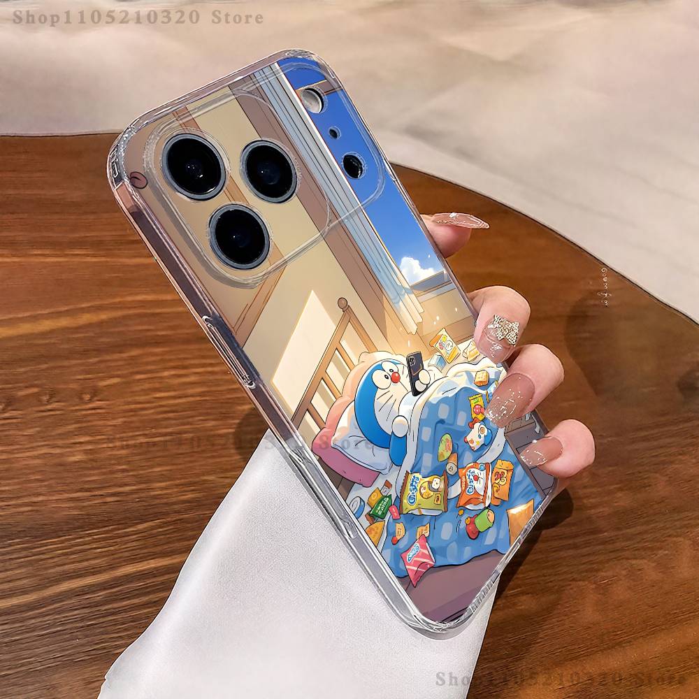 D-Doraemon Anime Phone Case For iPhone 16,15,17,12,13,14,11 Max,Pro,Plus,X,XS,XR,SE4,E Mini Transparent Cover