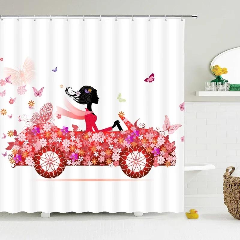 Waterproof Bathroom Shower Curtain New York Woman Street View Polyester Bathroom Curtain Printing Shower Curtains Bath Screen