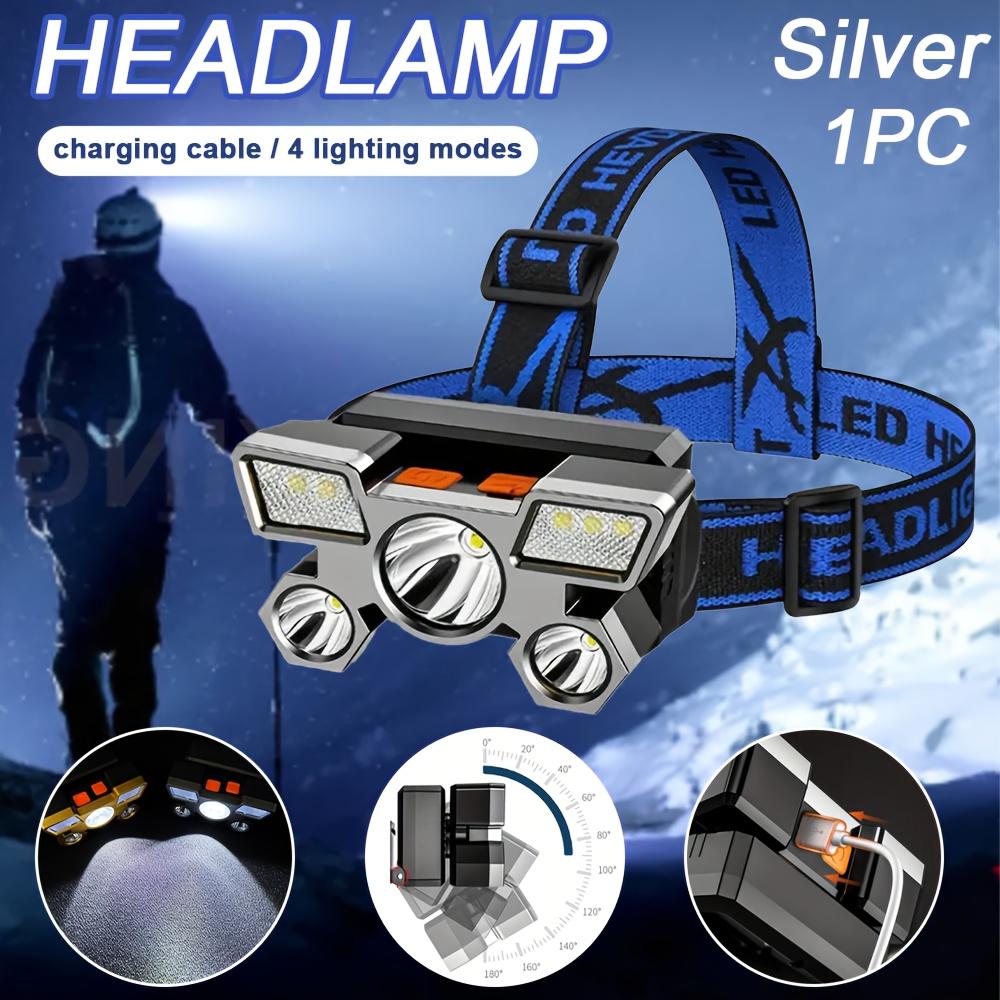 Portable Lightweight Headlight with USB Charging, Hands-free Brightness, and 4 Lighting Modes for Home, Emergency, and Work Use Durable Headlight