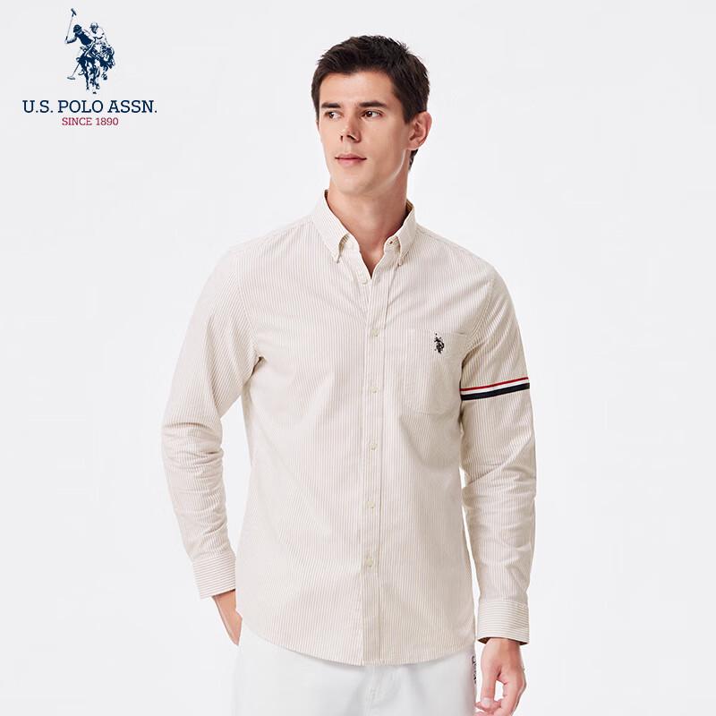 U.S. POLO ASSN. Men's Striped Cotton Blend Long Sleeve Shirt