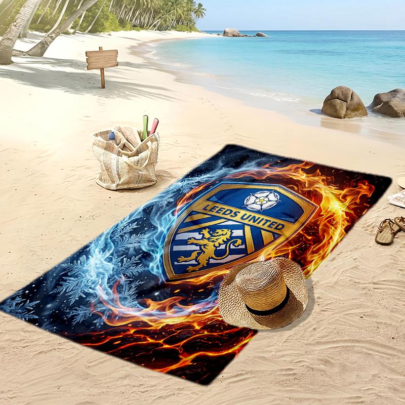Leeds United Fußball-Druck Strandtuch, Großes Weiches Schnelltrocknendes Handtuch für Strand Camping Schwimmen