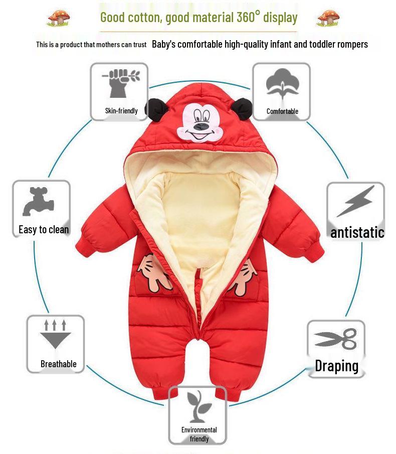 Baby Winter Kap met Cartoon en Dons Katoen Eendelig Rompertje