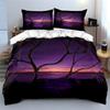 Purple Sunset Art Decor Soft Comfortable Duvet Cover Bedding Set Included 1*Duvet Cover & 2*Pillowcases, Gift