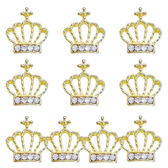 Yousheng 10Pcs/Bag Nail Rhinestones Crowns Dollars Manicure Design Alloy 3D Nail Art Decorations for Nail Design