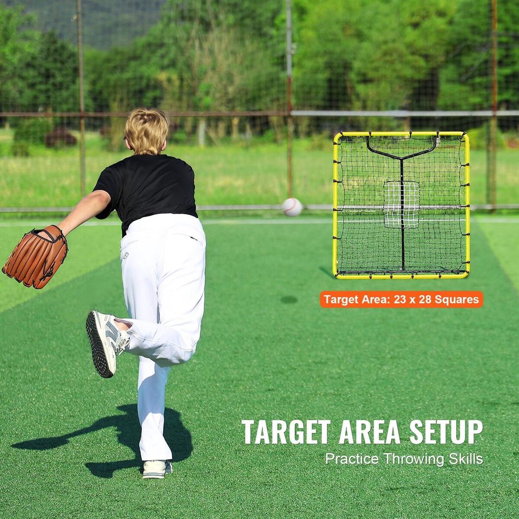 Baseball And Softball Rebounder Net, 4 X 4.5 Feet PitchBack Baseball Nest for Pitching and Fielding Training, Pitch Return Trainer Rebound Net with