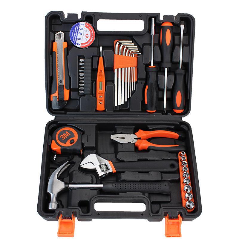 Household Hardware Tool Set: Electric & Impact Drill Combo with Toolbox for Vehicle Repair