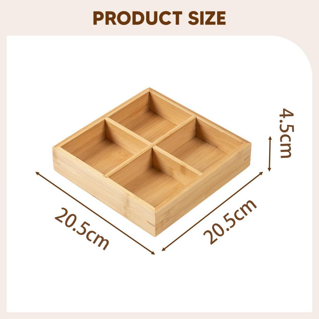 Bamboo Food Serving Tray Nut and Candy Serving Platter Snack Container for Living Room