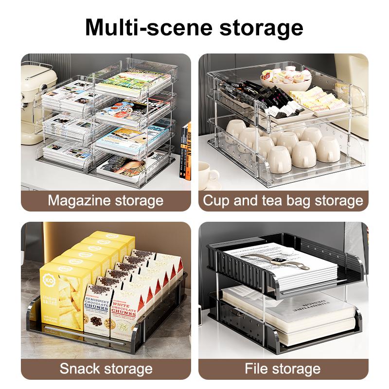 UFORU Transparent Desktop Organizer – Multi-Functional File Storage Rack for Stationery & Books