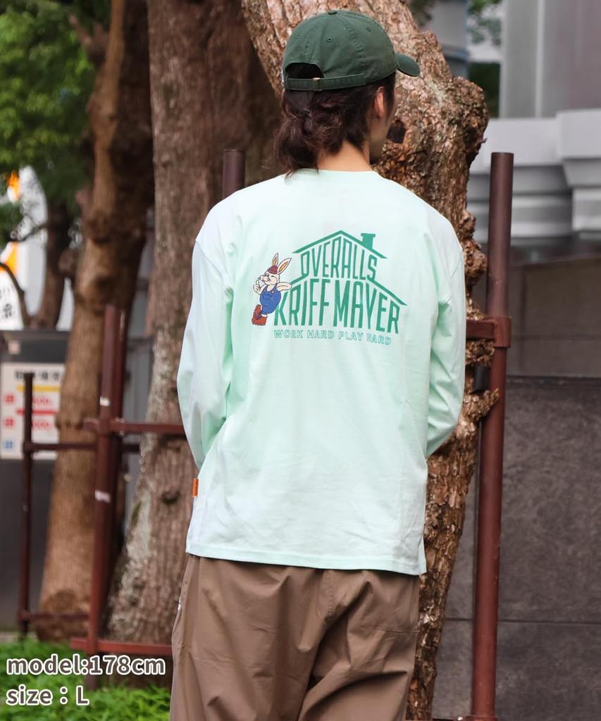 [KRIFF MAYER] Long-Sleeve T-Shirt, Krif Rabbit, Workwear, Men's, X-LARGE, Mint
