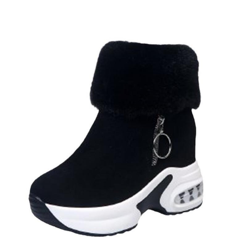 Winter Short-sleeved Plus Velvet Warm Inner Heightening Cotton Boots Women