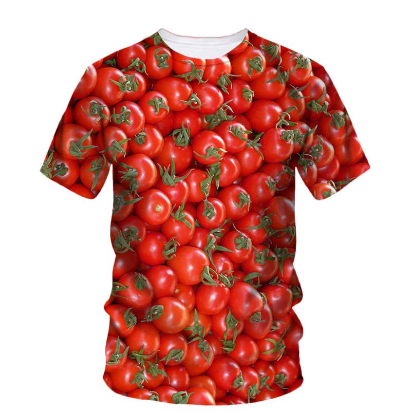 3D Printed Creative Tomato T Shirt For Women Vegetable Art Pattern Tees Summer Loose Round Neck Tops Short Sleeves Women T-Shirts