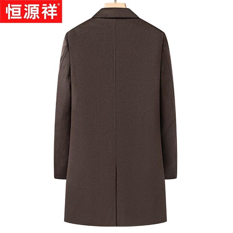 Hengyuanxiang Men's Thickened Wool Blend Winter Coat with Goose Down Liner