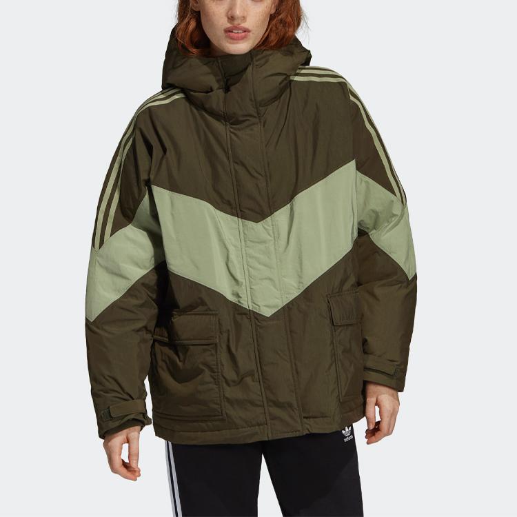 Adidas Originals Puffer Jackets Women's Green Hooded Moderate Other ED6590