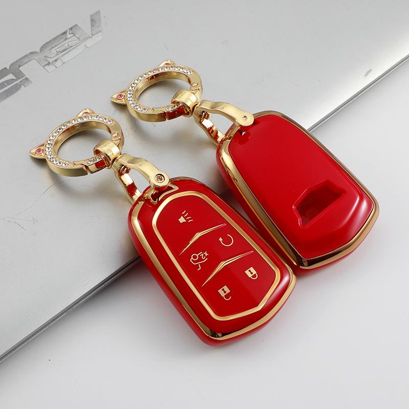 For Cadillac Ats Ct6 Cts Dts Xt5 Escalade Esv Srx Sts Xts Elr 2014 - Tpu Car Smart Key Cover Case Key Fob Bag Keychain