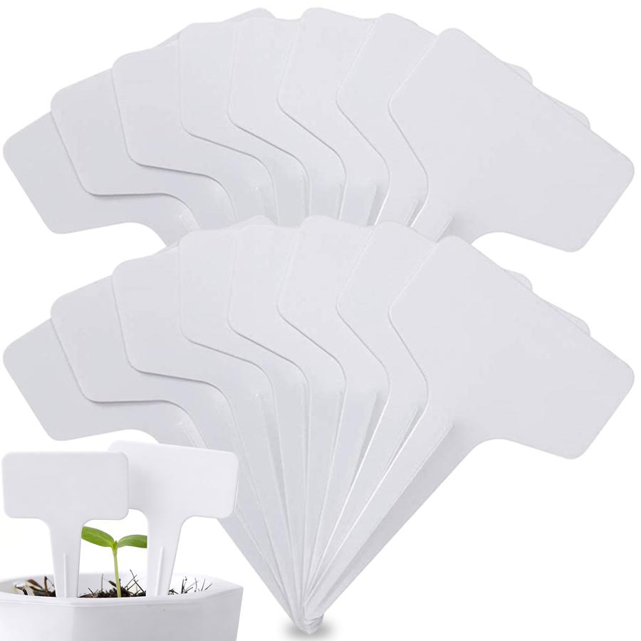 20pcs 10cm White Potted Flower Pot Label T-shaped Plant Label Plant Identification Memo Label Horticultural Planting Accessories