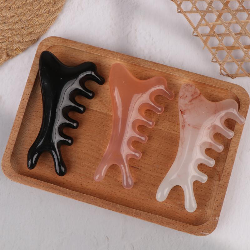 Body Meridian Massage Comb Resin Five Wide Tooth Comb Acupuncture Therapy Blood Circulation Anti-Static Smooth Hair Comb